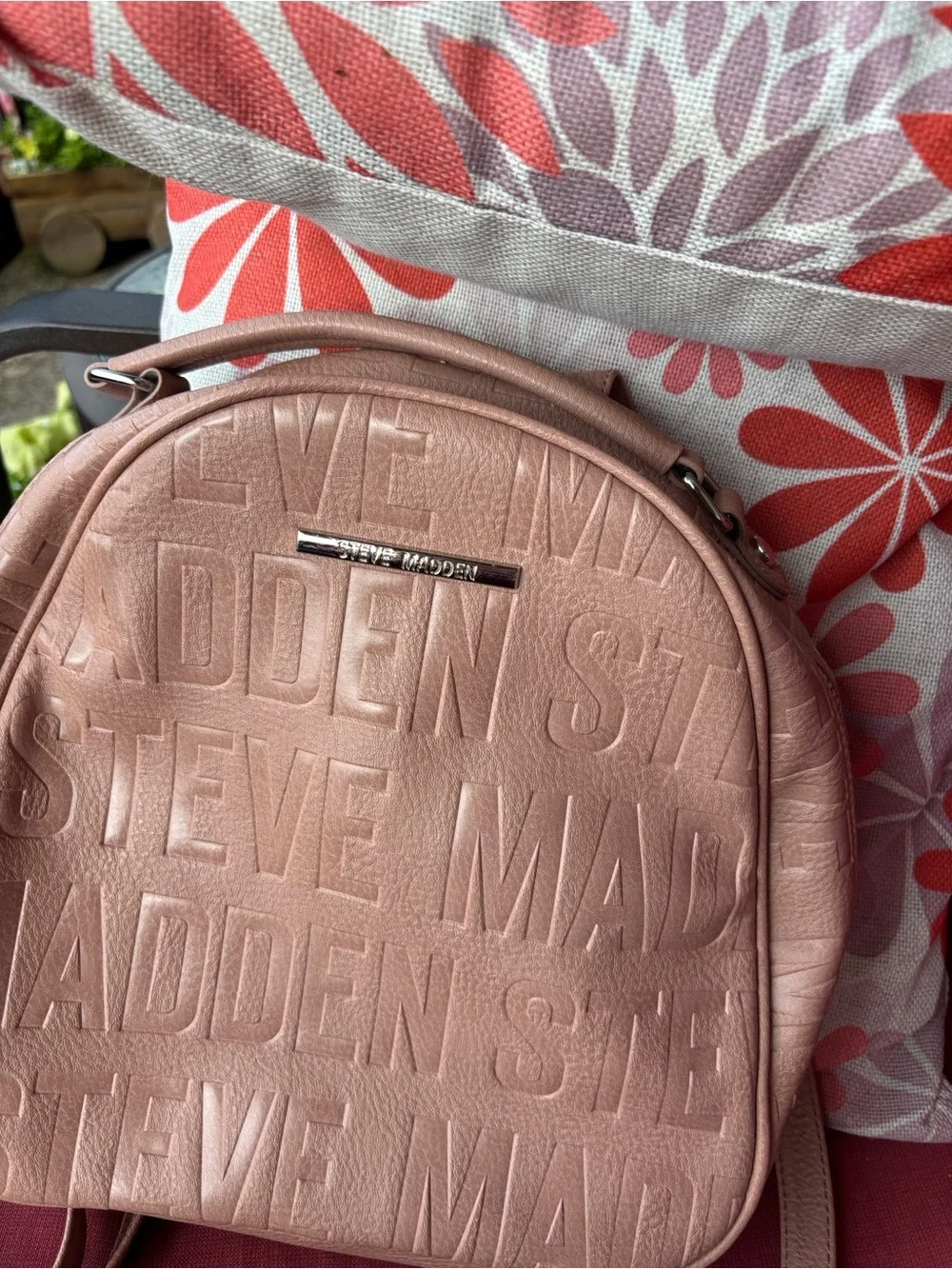 Steve Madden Dusty Pink Embossed Logo Backpack and Wallet Set